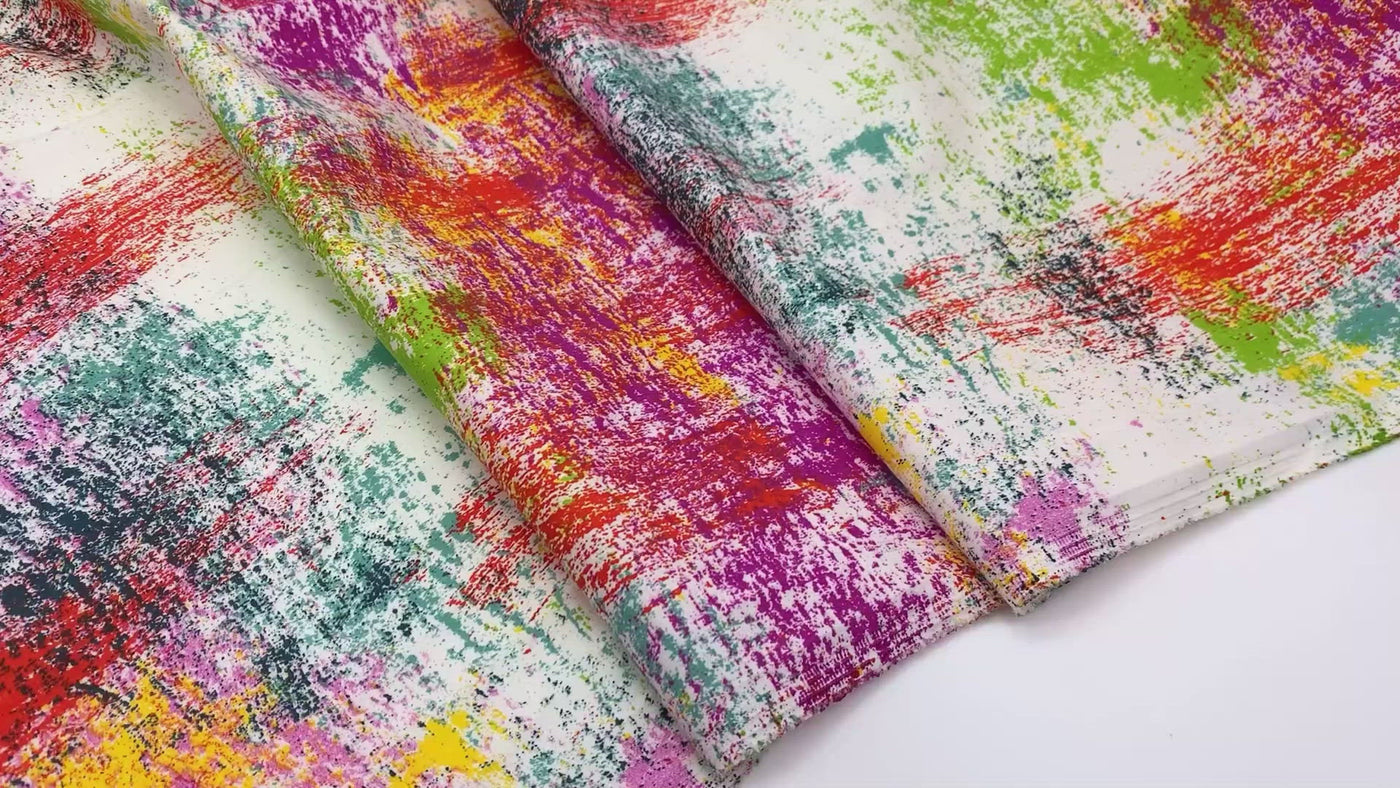 Cotton Stretch Sateen | Multi Abstract Print