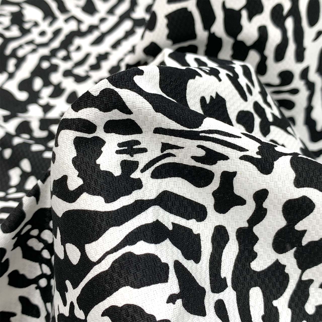cotton pique abstract black white fabric