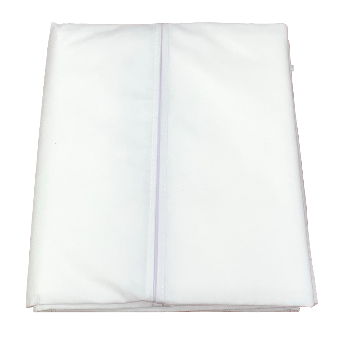 wedding garment bag folded with zipper exposed