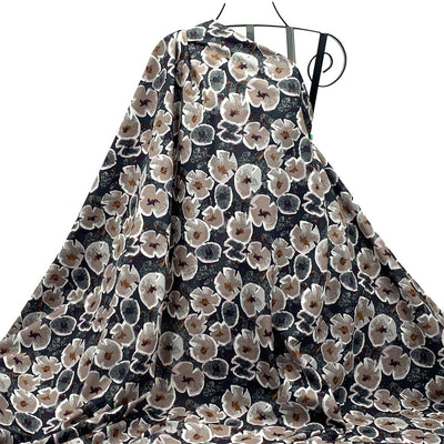 Fabric Collection Exclusive | Cotton Stretch Sateen | Taupe & Charcoal Floral Print