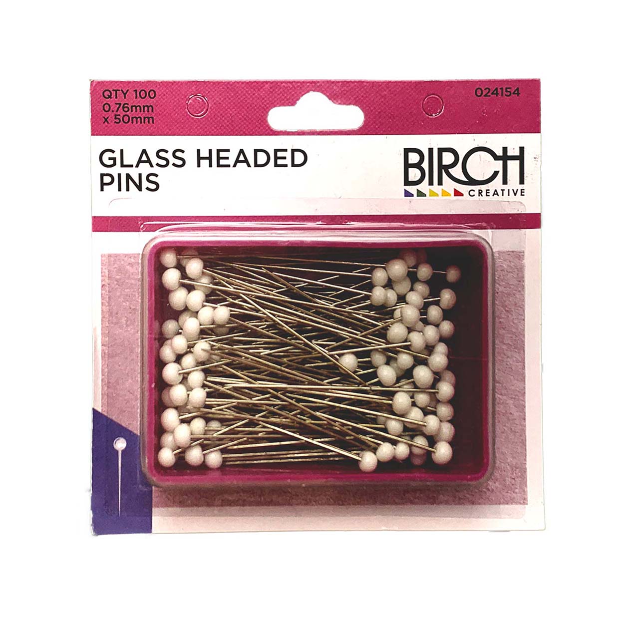 Birch Glass Head Pins