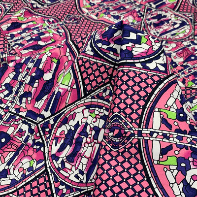 Cotton Stretch Sateen | Pink, Purple & Lime Abstract Print
