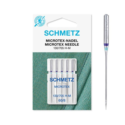 Schmetz Microtex sharp sewing machine needles, size 60, pack of 5 - Fabric Collection
