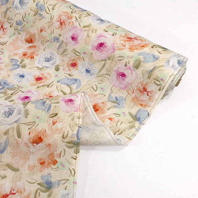 Printed Linen Pastel Floral - Fabric Collection
