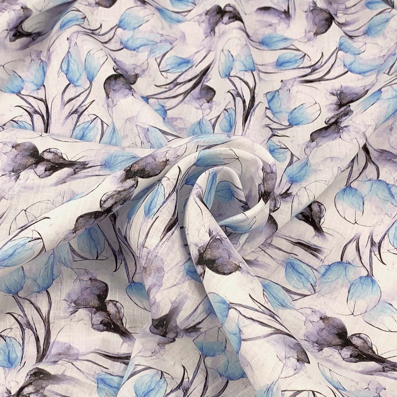 Tulip Bud Printed Linen | Blue
