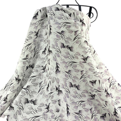 Tulip Bud Printed Line Fabric draped against a white - Fabric Collection