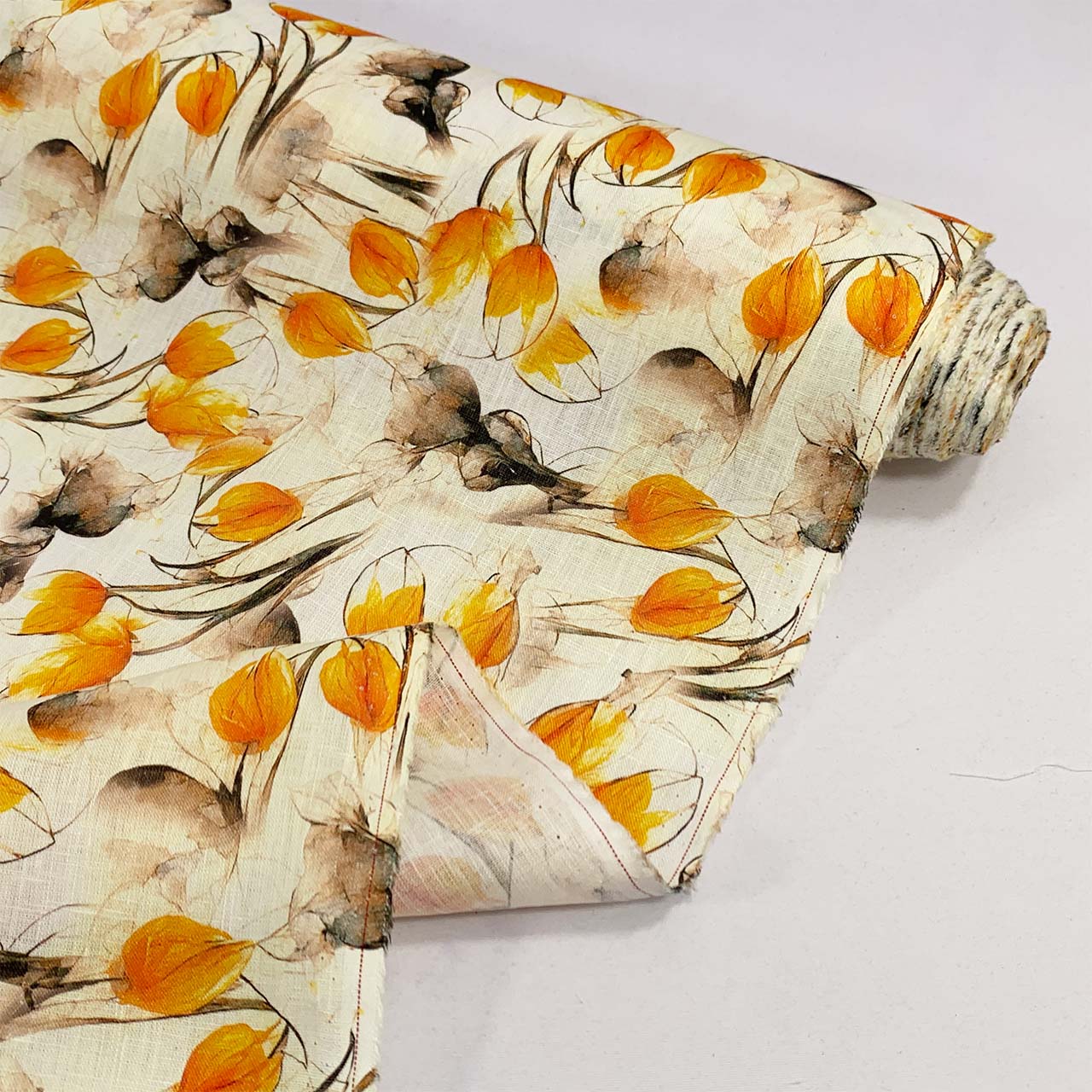 Tulip Bud Printed Linen | Sunset
