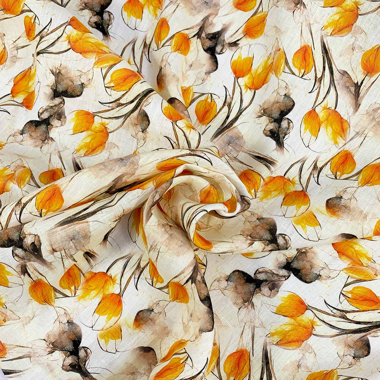Tulip Bud Printed Linen | Sunset