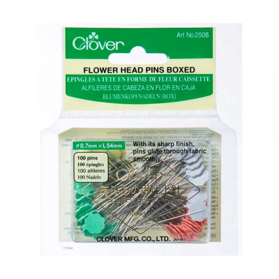 Clover flower head pins, 100 pins boxed, long sharp pins for delicate fabrics - Fabric Collection