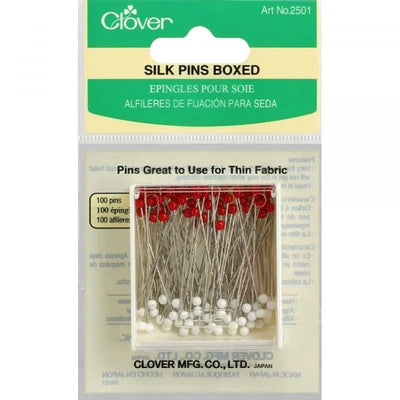 Clover silk pins with heat resistant glass heads for delicate fabrics like silk and tulle - Fabric Collection