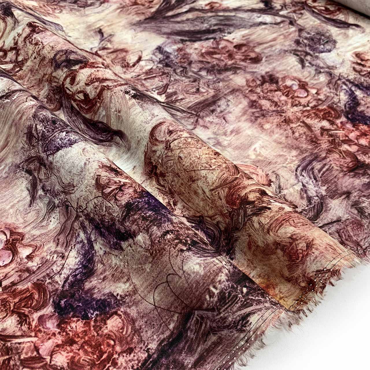 abstract earthy red printed linen - Fabric Collection