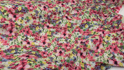 Cotton Voile | Pink, Green & Blue Dainty Floral Print