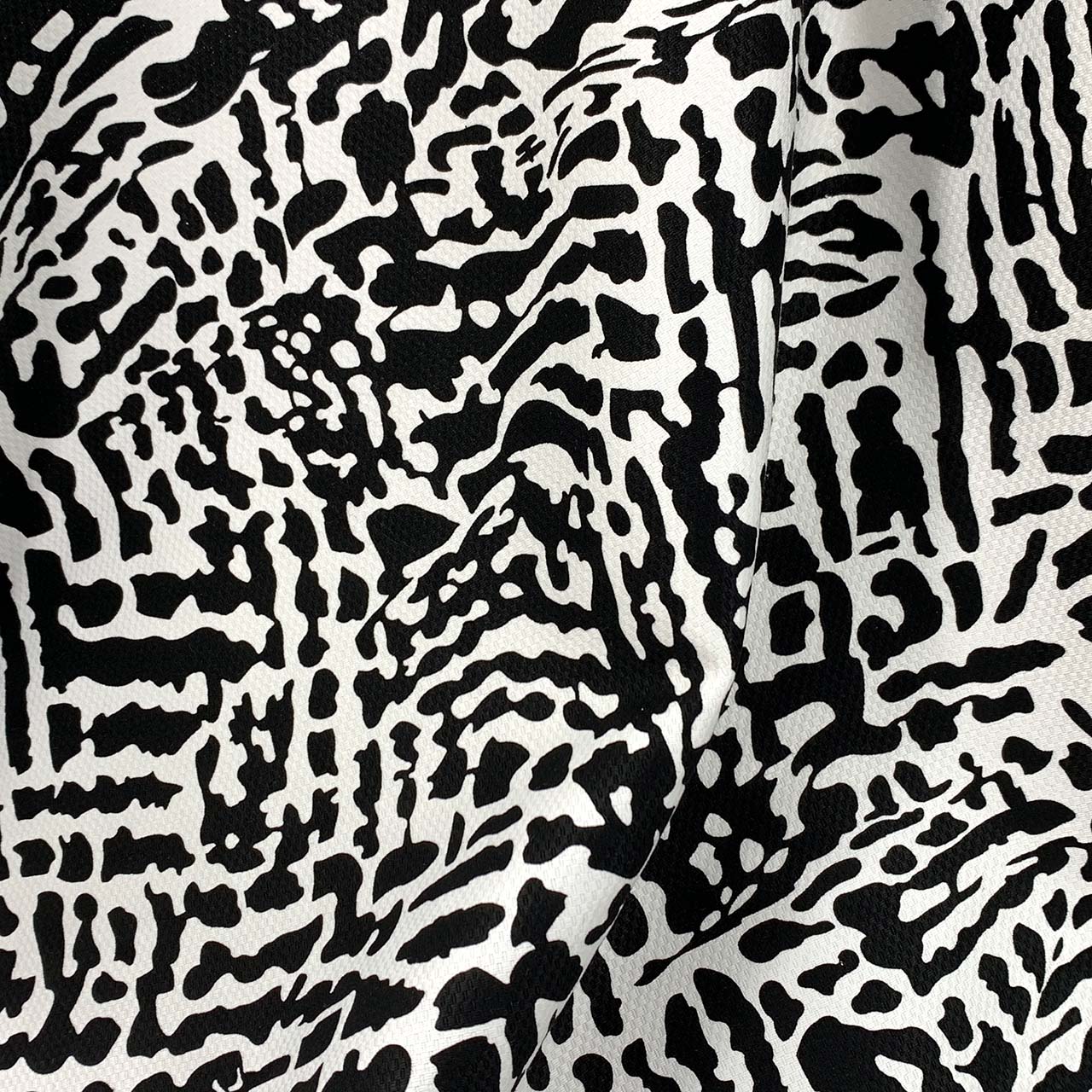 cotton pique black white abstract pattern fabric