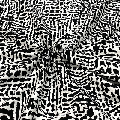cotton pique fabric black white abstract pattern