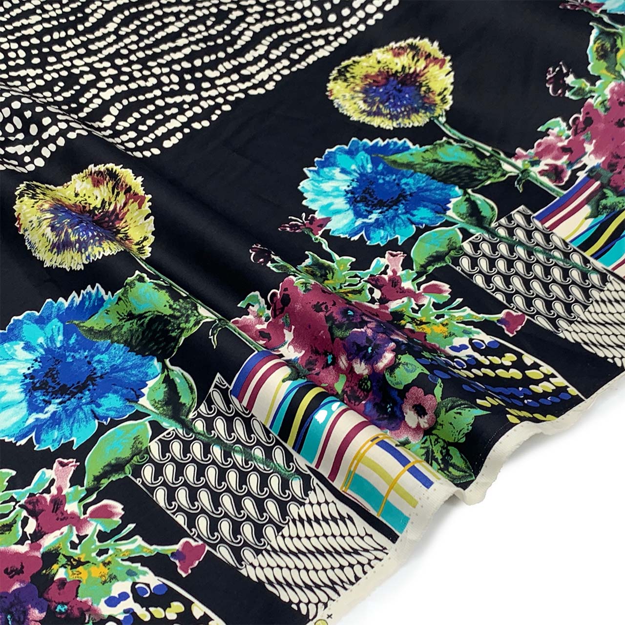 Fabric Collection Exclusive | Cotton Sateen | Multi Floral Border Print