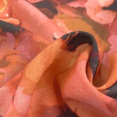 printed coral pink italian wool fabric