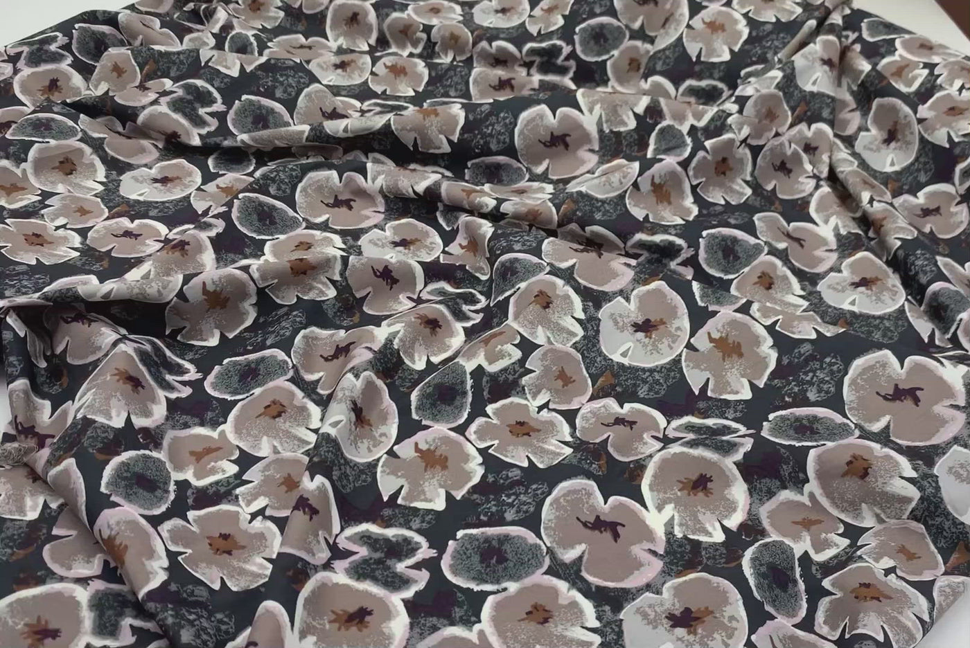 Fabric Collection Exclusive | Cotton Stretch Sateen | Taupe & Charcoal Floral Print