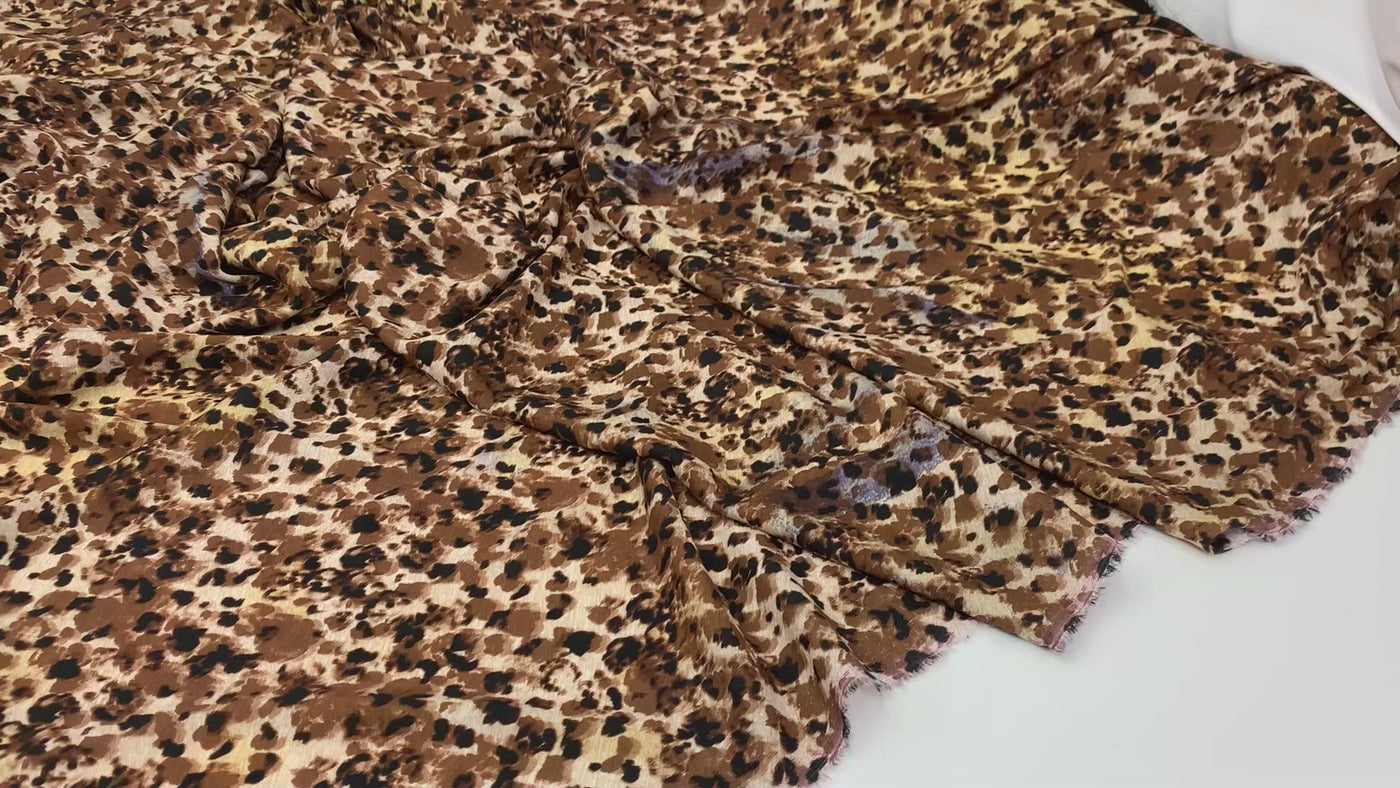italian fabric collection viscose animal brown leopard print pattern