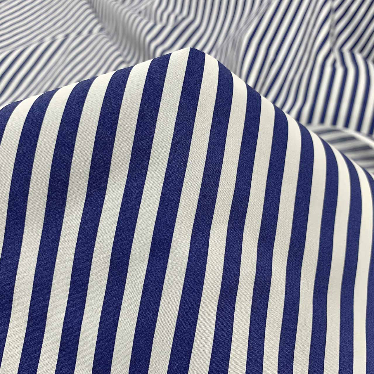 navy white stripe fabric cotton sateen fabric - Fabric Collection