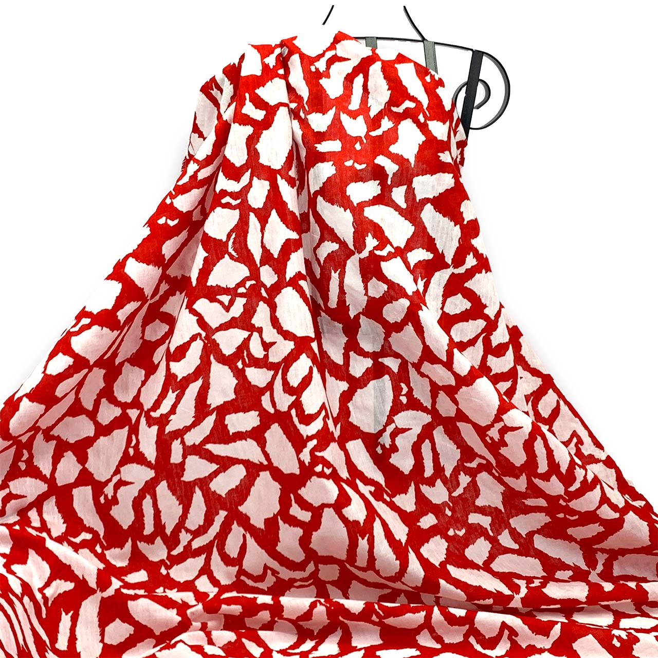 Cotton Voile Jacquard | Red & White Graphic Print
