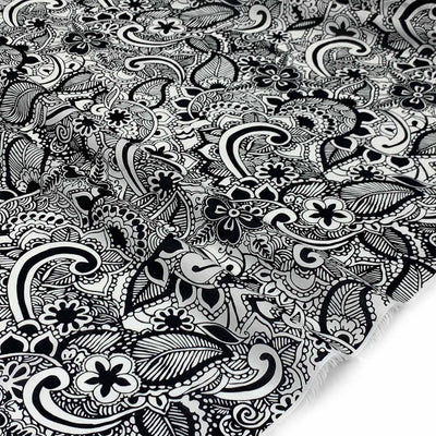 Cotton Voile | Black & White Paisley Print