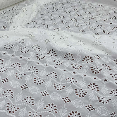 Geometric Cotton Broderie Anglaise | White