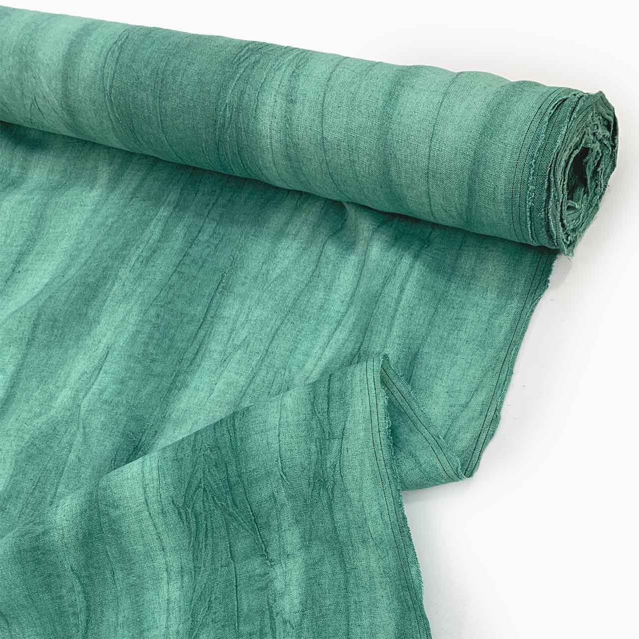 green textured linen green crinkle linen - Fabric Collection 