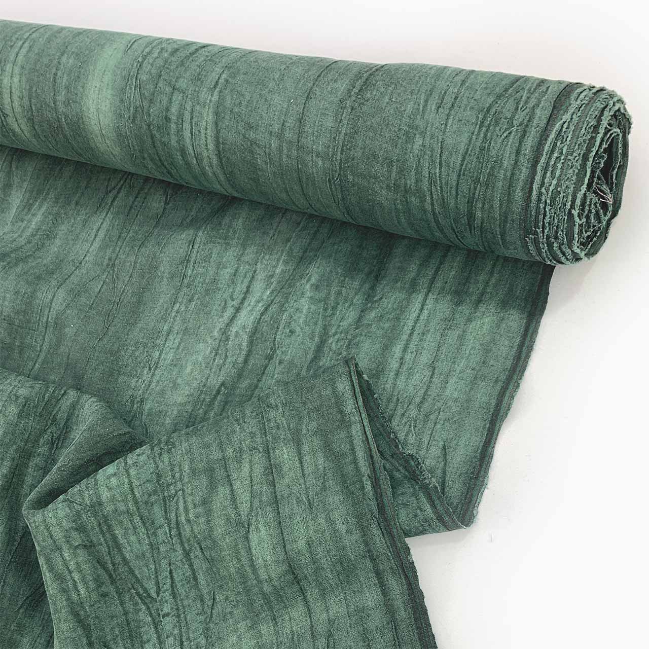 pinen green textured linen crinkle linen - Fabric Collection