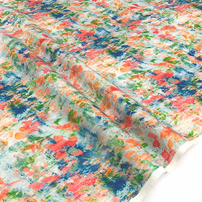 print linen fabric abstract printed linen multi color linen fabric - Fabric Collection
