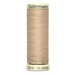 Gutermann Sew-All thread, 100 metres sewing spool, beige tan, colour 186, article 788988