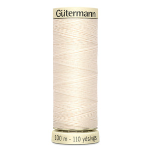 Gutermann Sew-All thread, 100 metres sewing spool, ecru, colour 802, article 788988
