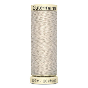 Gutermann Sew-All thread, 100 metres sewing spool, light beige grey, colour 299, article 788988