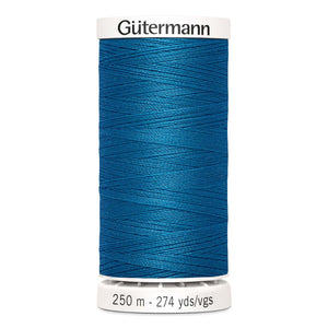 Gutermann Sew-All thread, 250 metres sewing spool, dark peacock blue, colour 25, article 717878
