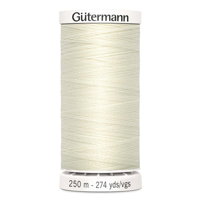 Gutermann Sew-All thread, 250 metres sewing spool, ivory, colour 1, article 717878