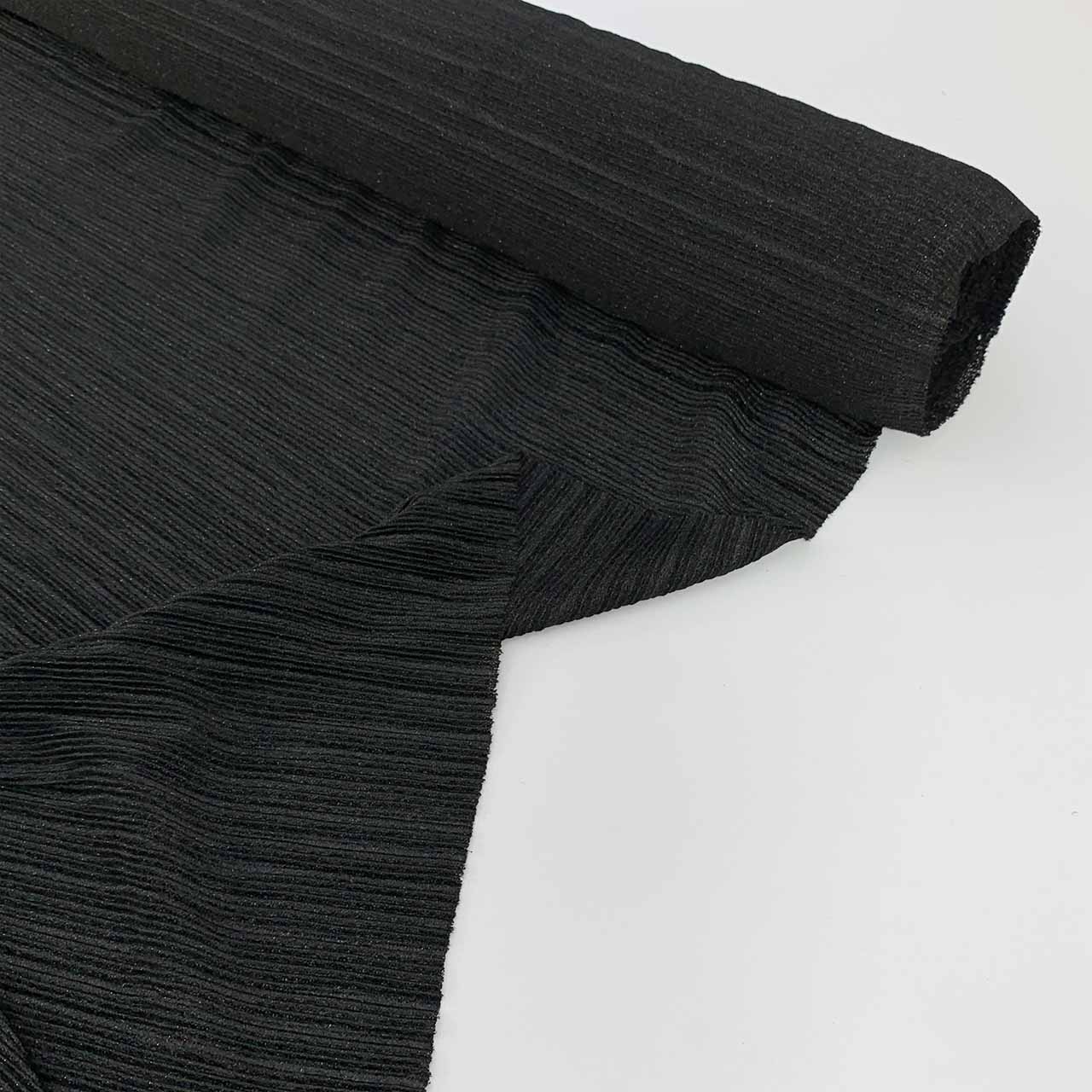 black metallic pleated fabric black plisse pleated fabric - Fabric Collection