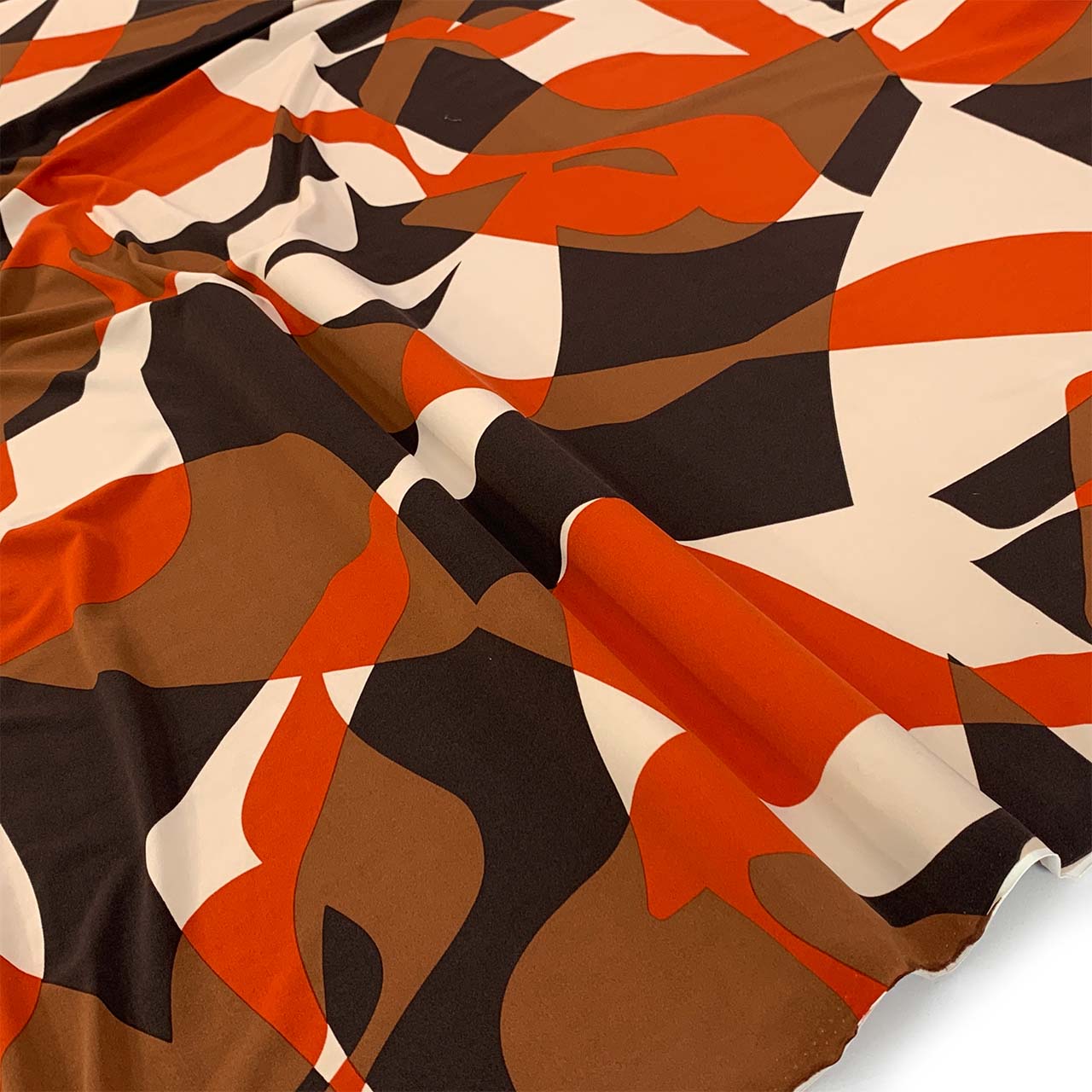 chocolate latte clay abstract printed jersey fabric - Fabric Collection