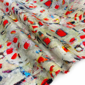 printed linen fabric abstract printed linen fabric red print material - Fabric Collection
