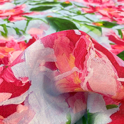 Blume Printed Linen Fabric  | Fuchsia