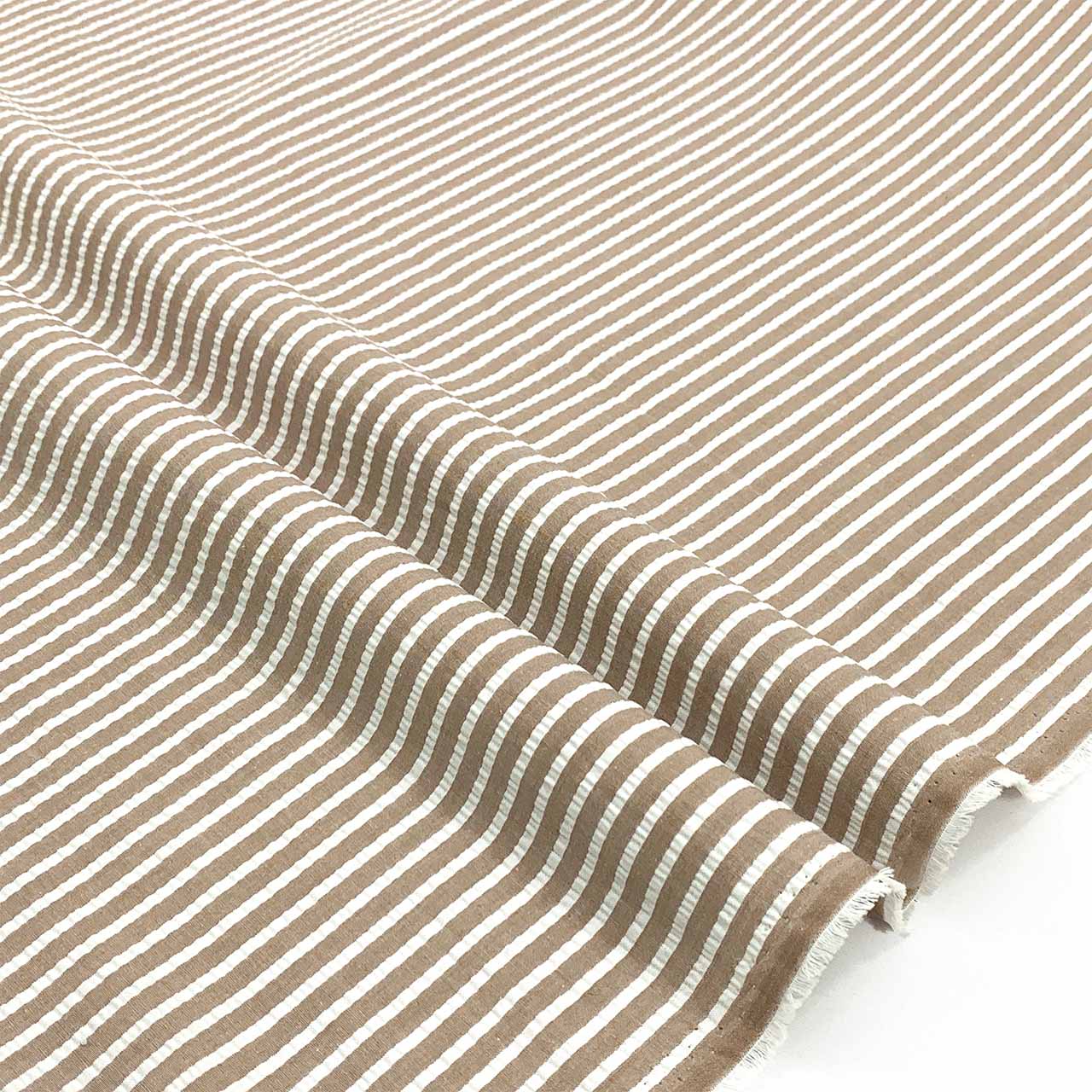 stripe white coffee seersucker fabric - Fabric Collection
