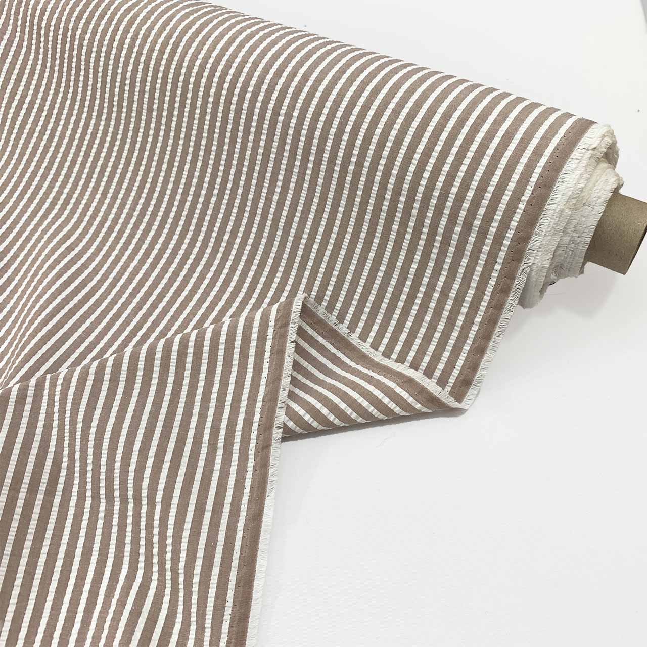white coffee stripe textured seersucker fabric - Fabric Collection