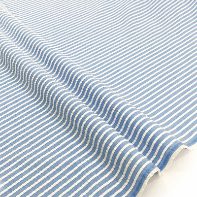 white blue stripe seersucker fabric stripe textured fabric - Fabric Collection