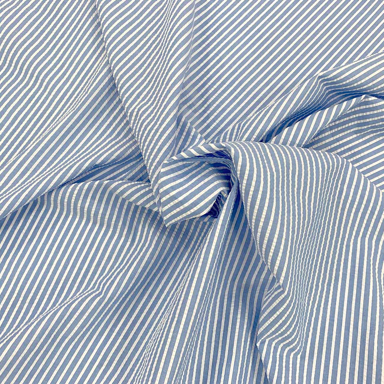 stripe seersucker material blue white stripe fabric - Fabric Collection